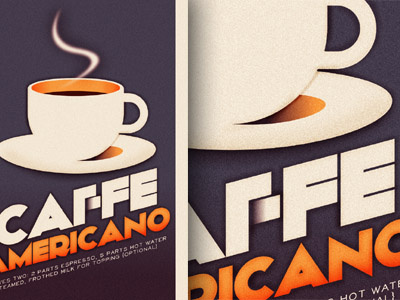 Cafe Americano americano blue cafe coffe orange poster print texture vintage