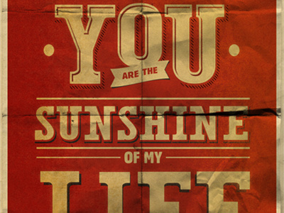 Sunshine life paper poster print red sunshine texture typography vintage