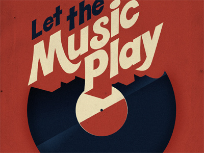 Let The Music Play music poster print record red vinyl