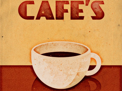 Cafe S cafe coffee poster retro vintage