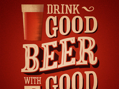 Good Beer Print beer brew friends lettering poster print red texture typography vintage