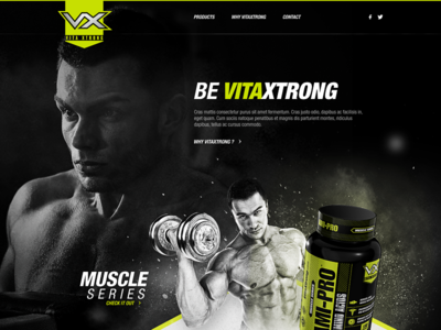 VX Landing 3d athletes branding muscle post prod proteins ui