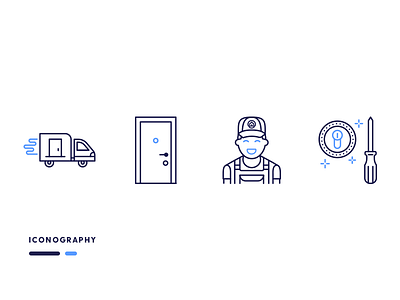 Talo Iconography blue branding door house iconography system icons illustration outlines website