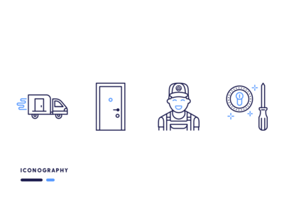 Talo Iconography blue branding door house iconography system icons illustration outlines website