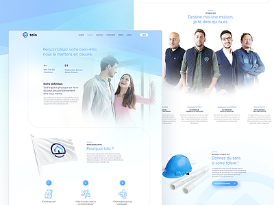 Talo About - à propos a propos about page blue branding house iconography talo team website