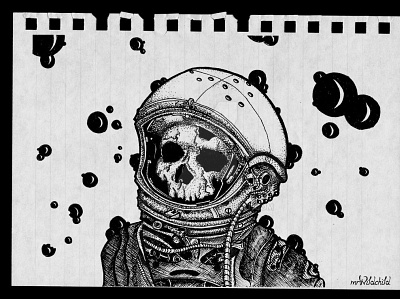 Dead Astronaut astronaut dead deadly design dot dotwork helmet scull space