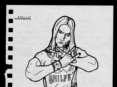 Dethklok skwisgaar cartoon character design dethklok dot dotwork metall rock skwisgaar