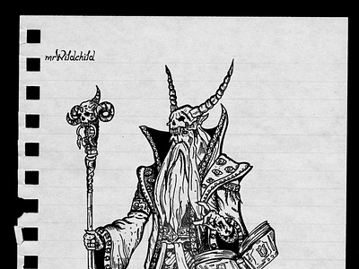 Elder Druid cartoon character design dot dotwork druid elder illustration magic magical warcraft world