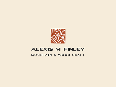Alexis Finley Initial Logo Concept brand identity branding logo mid century modern mountains outdoors wood craft woodgrain