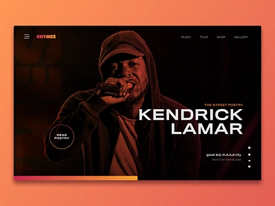 Rhymes - Website Concept clean clean ui concept design exploration hiphop interface kendrick lamar lisbon music orange poetry portugal rap rhymes sketch ui uidesign webdesign website