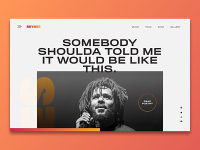 Rhymes - Website Concept clean clean ui concept design exploration hiphop interface joecole lisbon music orange poetry rap rapper sketch uidesign uiux uxdesign webdesign webdesigner