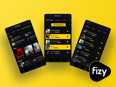 Fizy App - UI-UX Project mobile app music player app ui ui design ux ux design
