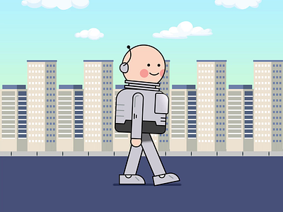 Robot Walk 2d after effects animation character cyber motion graphics nft robot