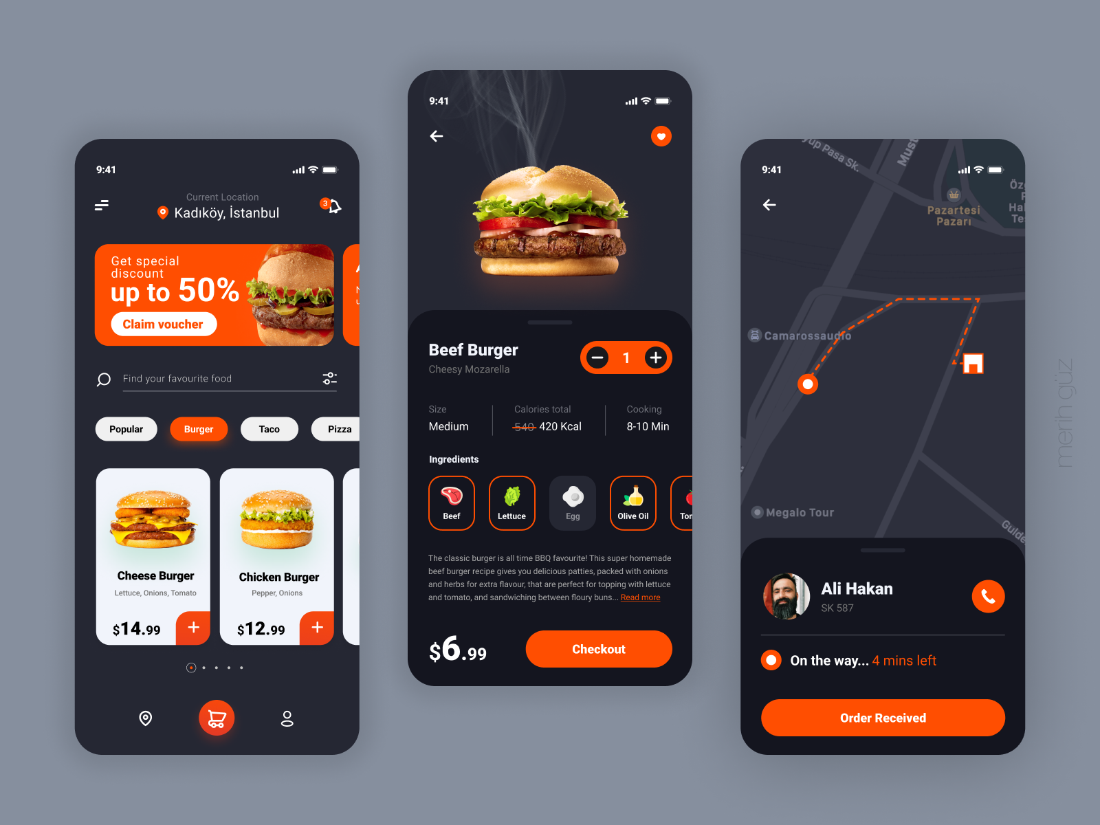 Food Delivery App by Merih Güz on Dribbble