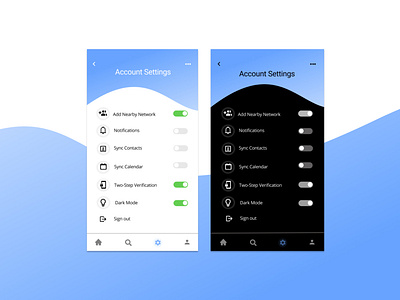 Account Settings account settings dark mode figma settings sketch ui uidesign