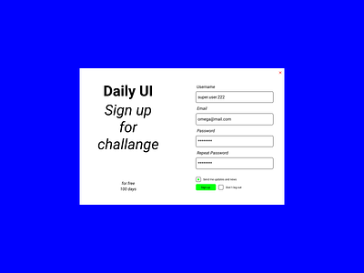 DailyUI — Sign up page