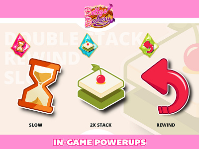 Betty's Bakery Power Ups art artwork cartoon graphicdesign icon illustration mobile game mobile game ui ui vector