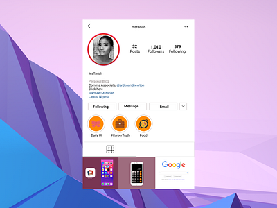 User Profile daily ui instagram user profile