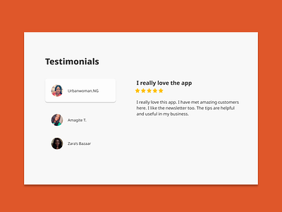 #DailyUI039 - Testimonials app appdesign behance dribbble figma interface productdesign redesign ui uidesign uidesigner uidesignpatterns userexperience userinterface ux webdesign webdesigner