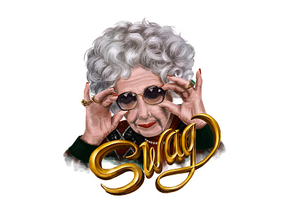Grandma Yetta coloring digital gold grandma illustration lettering mexico swag the nanny