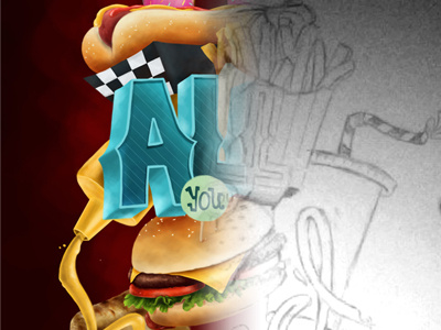 One brush 2 brush fast food food illustration lettering mexico type