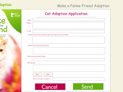Pet adpotion form adoption branding cat dailyui design form design forms pet ui ux web website