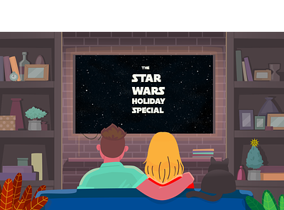 Star Wars Holiday Special Movie night cat chirstmas date night illustration life day movie night sci fi star star wars typography vector