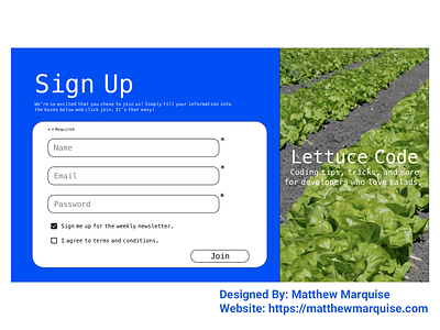 Daily UI :: 001 - Sign Up Page; Take 2