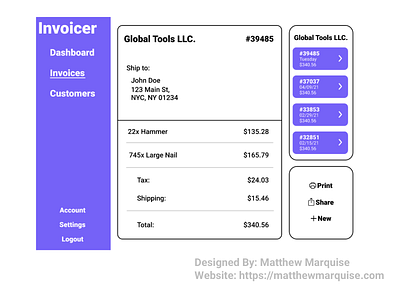 Daily UI 046 :: Invoice app billing clean dailyui dailyui046 design invoice minimal software ui ux web