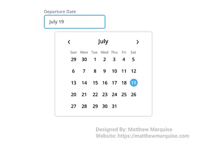 Daily UI 080 :: Date Picker app calendar clean dailyui dailyui080 date picker design form minimal ui ux