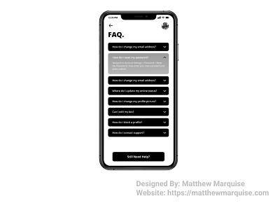 Daily UI 092 :: F.A.Q. app clean dailyui dailyui092 design faq figma help minimal mobile modern support ui ux