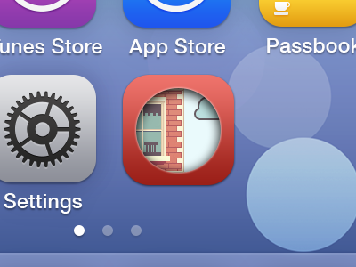 iOS icon concept blue house ios 7 red round shadow window