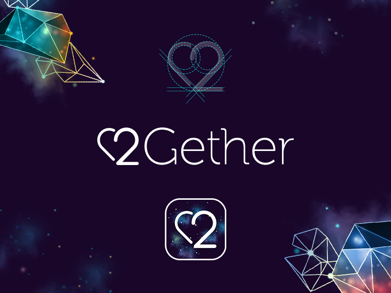 2Gether stroke thin illustrations love 2 heart relationship ios ui identity app logo