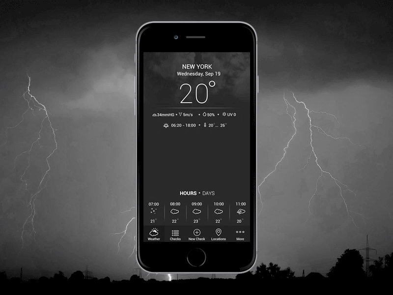Weather Reminder animation app condition ios motion remind storm thunderstorm ui ux weather