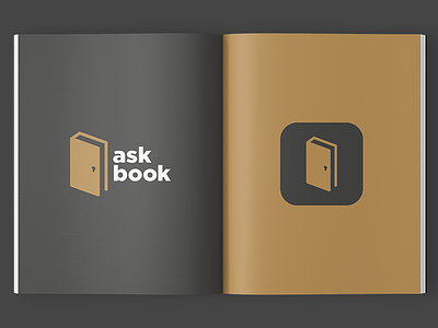 Askbook app ask book door gold icon identity ios key logo question