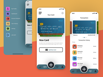Daily UI # 6 Card saver and Transaction tracker ios app app bank app card saver design illustration transaction ui