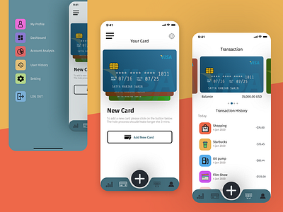 Daily UI # 6 Card saver and Transaction tracker ios app