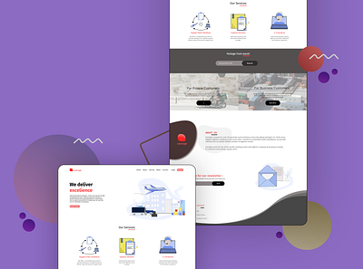 Delivery website landing page booking app delivert web design ecommerce illustration mailer service shop tracking ui user profile web