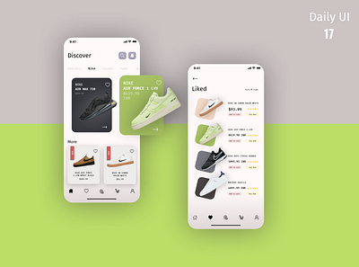 shoe store app booking app design discover page ecommerce like page shoe app shoe store ui