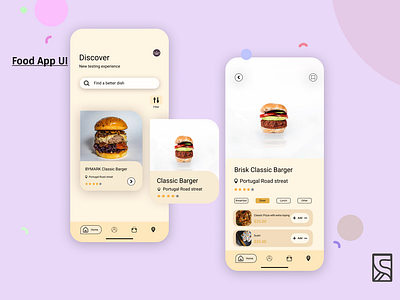 food review and reating ios app ui concept