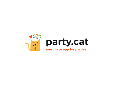 Partycat logo v2 branding cat colorful identity logo party