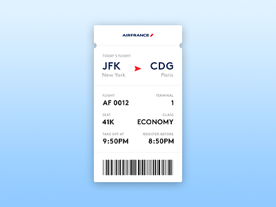 Day 24 — Boarding Pass 024 24 air boarding dailyui day france gradient pass shadow ui