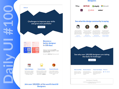 Daily UI Challenge #100: Redesign Daily UI Landing Page 100 adobe xd daily ui challenge dailyui dailyui100 design landing page sketchapp ui ui design