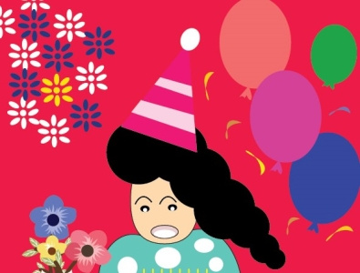 Birthday girl adobe girl happy birthday illustraion illustration art illustrator vector