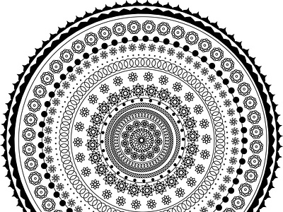 Freestyle mandala with shapes black nad white