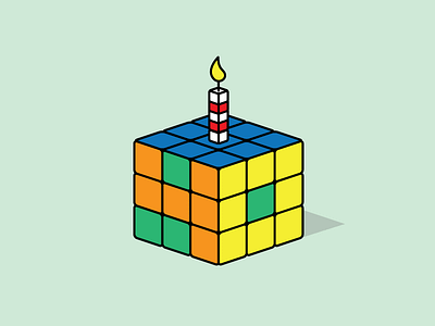 Rubix Cube Turns 40 40 bday cake candle forty happy birthday illustration rubix cube