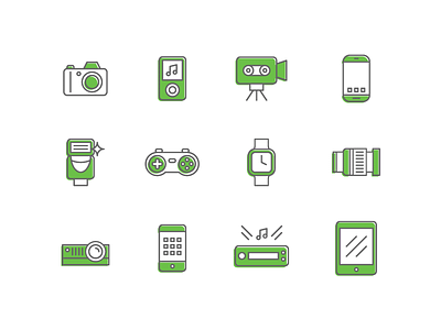 Device Icons camera flash icon illustration iphone ipod lens offset projector stereo vector video game