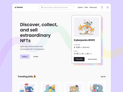 Opensea NFT Marketplace - Landing Page Redesign