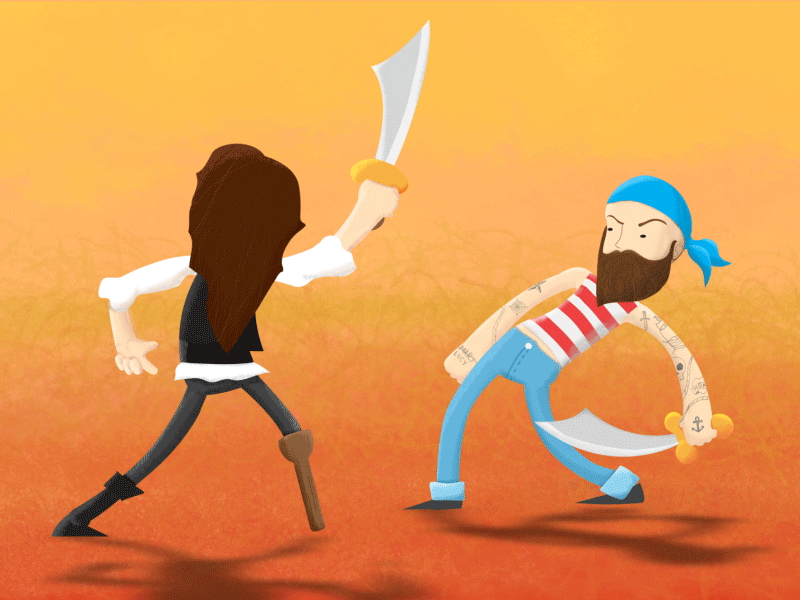 Pirate Fight after effects animation digital drawing fight illustration illustrator motion graphics painting photoshop pirate sword