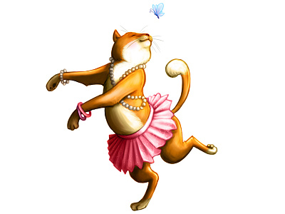 Dancing Kitty ballet cat digital painting illustration painting photoshop sketch